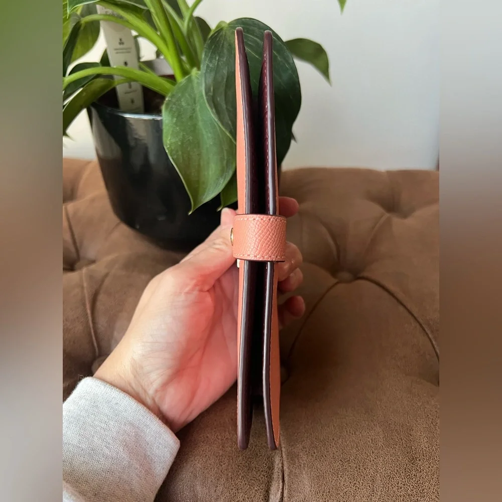 Coach Slim Crossgrain Leather Wallet in Light Coral - Picture 7 of 9